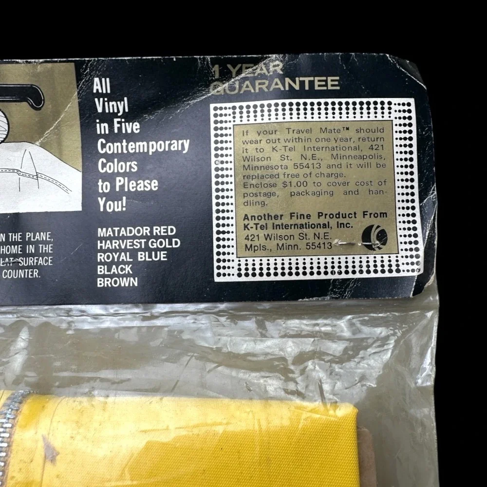 Vintage 1972 K-Tel Travelmate Garment Bag Harvest Gold Yellow Vinyl Suit Carrier